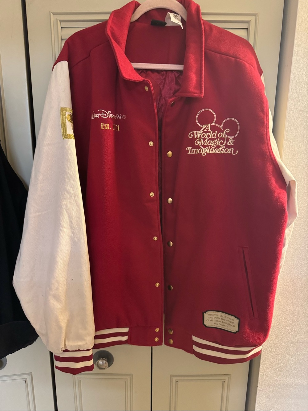 Disney Red and White Lined Jacket with Disney Parks Label